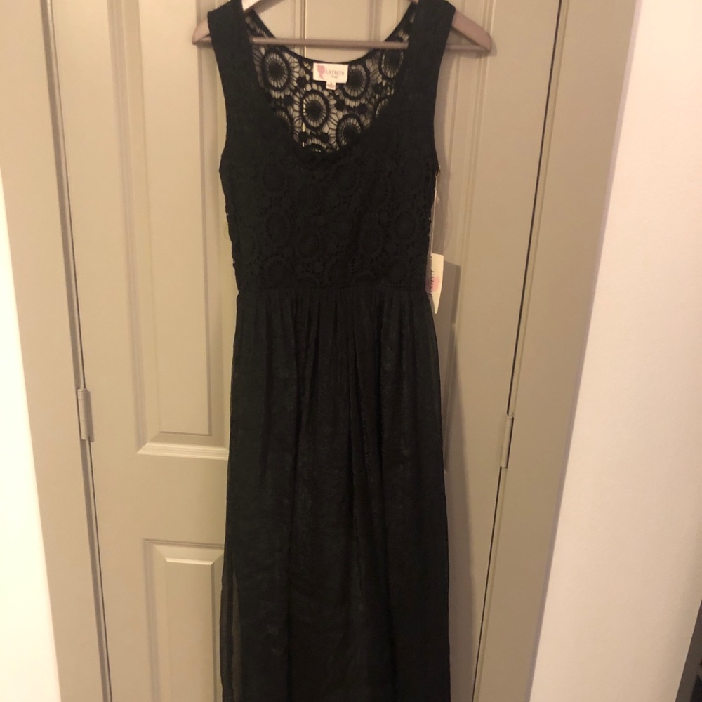 Black lace and sheer dress